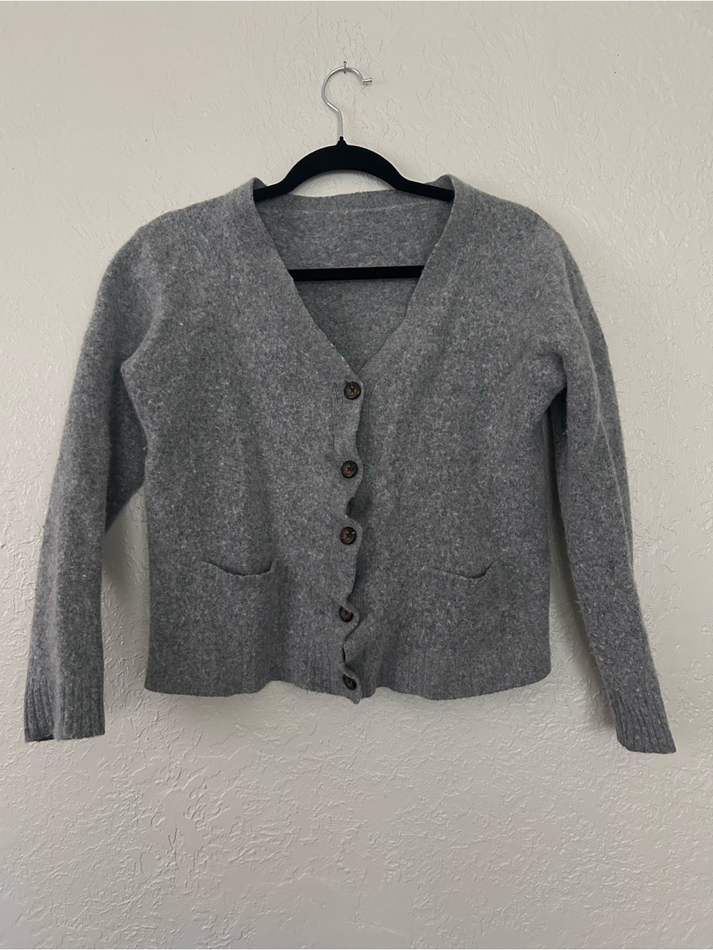 Brandy Melville Gray V-Neck Button Cardigan